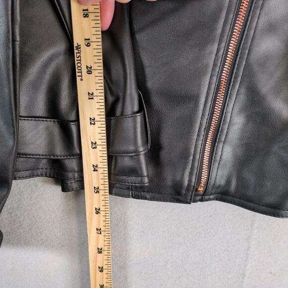Miss London Black Label Faux Leather Jacket Women's Plus 2X Copper Zippers Biker - Picture 7 of 10